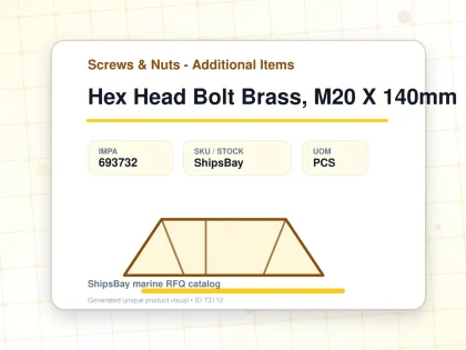 Hex Head Bolt Brass, M20 X 140mm - Screws & Nuts - Additional Items - IMPA 693732 - UOM PCS
