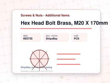 Hex Head Bolt Brass, M20 X 170mm - Screws & Nuts - Additional Items - IMPA 693735 - UOM PCS
