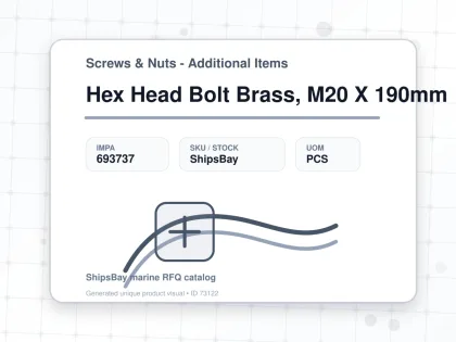 Hex Head Bolt Brass, M20 X 190mm - Screws & Nuts - Additional Items - IMPA 693737 - UOM PCS