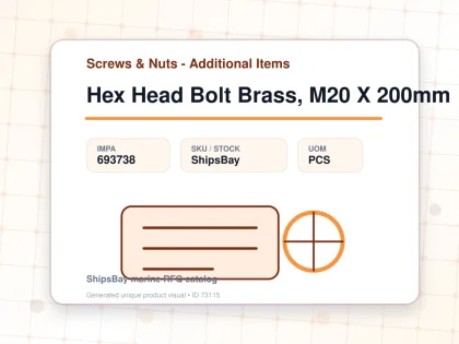 Hex Head Bolt Brass, M20 X 200mm - Screws & Nuts - Additional Items - IMPA 693738 - UOM PCS
