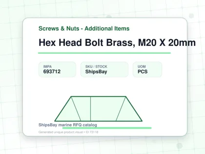 Hex Head Bolt Brass, M20 X 20mm - Screws & Nuts - Additional Items - IMPA 693712 - UOM PCS