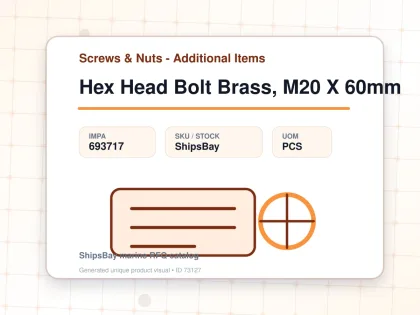 Hex Head Bolt Brass, M20 X 60mm - Screws & Nuts - Additional Items - IMPA 693717 - UOM PCS