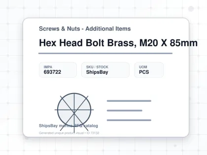 Hex Head Bolt Brass, M20 X 85mm - Screws & Nuts - Additional Items - IMPA 693722 - UOM PCS