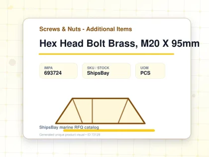 Hex Head Bolt Brass, M20 X 95mm - Screws & Nuts - Additional Items - IMPA 693724 - UOM PCS