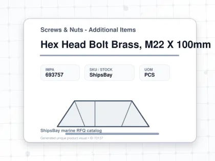 Hex Head Bolt Brass, M22 X 100mm - Screws & Nuts - Additional Items - IMPA 693757 - UOM PCS