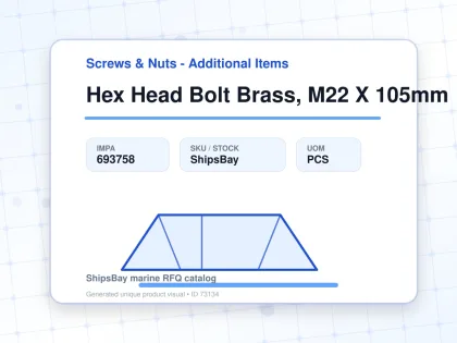 Hex Head Bolt Brass, M22 X 105mm - Screws & Nuts - Additional Items - IMPA 693758 - UOM PCS