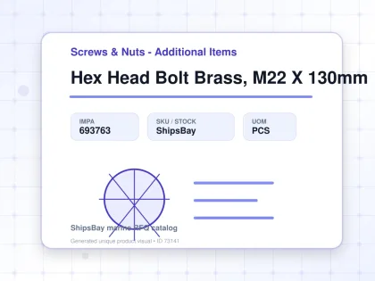 Hex Head Bolt Brass, M22 X 130mm - Screws & Nuts - Additional Items - IMPA 693763 - UOM PCS