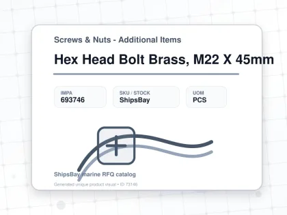 Hex Head Bolt Brass, M22 X 45mm - Screws & Nuts - Additional Items - IMPA 693746 - UOM PCS