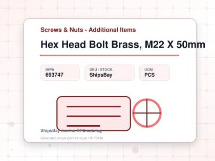 Hex Head Bolt Brass, M22 X 50mm - Screws & Nuts - Additional Items - IMPA 693747 - UOM PCS