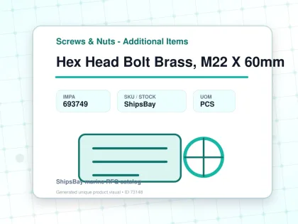Hex Head Bolt Brass, M22 X 60mm - Screws & Nuts - Additional Items - IMPA 693749 - UOM PCS
