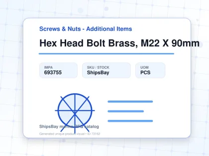 Hex Head Bolt Brass, M22 X 90mm - Screws & Nuts - Additional Items - IMPA 693755 - UOM PCS