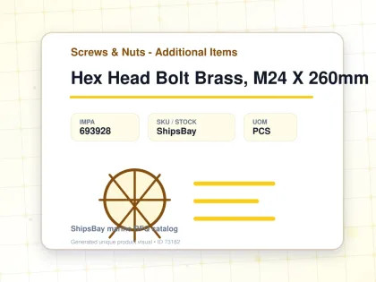 Hex Head Bolt Brass, M24 X 260mm - Screws & Nuts - Additional Items - IMPA 693928 - UOM PCS