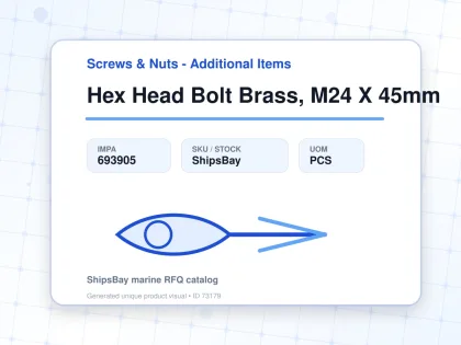Hex Head Bolt Brass, M24 X 45mm - Screws & Nuts - Additional Items - IMPA 693905 - UOM PCS