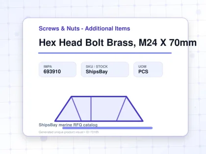 Hex Head Bolt Brass, M24 X 70mm - Screws & Nuts - Additional Items - IMPA 693910 - UOM PCS