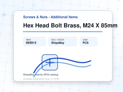 Hex Head Bolt Brass, M24 X 85mm - Screws & Nuts - Additional Items - IMPA 693913 - UOM PCS