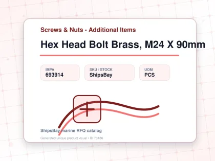 Hex Head Bolt Brass, M24 X 90mm - Screws & Nuts - Additional Items - IMPA 693914 - UOM PCS