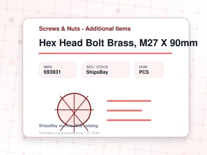Hex Head Bolt Brass, M27 X 90mm - Screws & Nuts - Additional Items - IMPA 693931 - UOM PCS