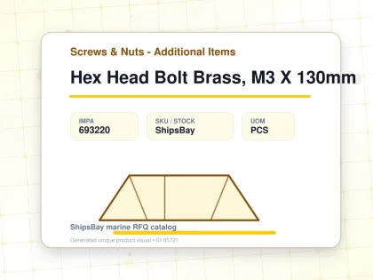 Hex Head Bolt Brass, M3 X 130mm - Screws & Nuts - Additional Items - IMPA 693220 - UOM PCS