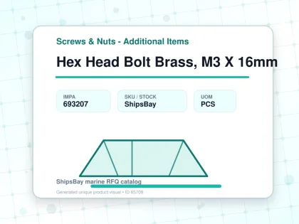 Hex Head Bolt Brass, M3 X 16mm - Screws & Nuts - Additional Items - IMPA 693207 - UOM PCS