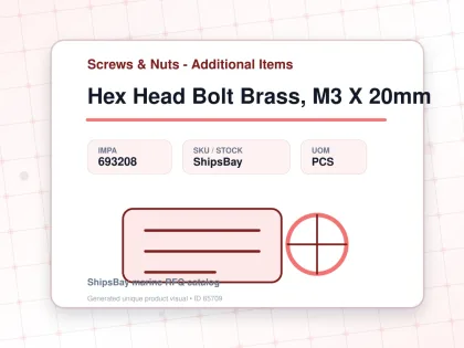 Hex Head Bolt Brass, M3 X 20mm - Screws & Nuts - Additional Items - IMPA 693208 - UOM PCS