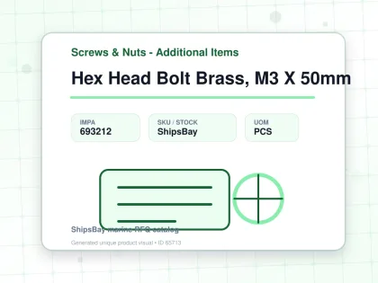 Hex Head Bolt Brass, M3 X 50mm - Screws & Nuts - Additional Items - IMPA 693212 - UOM PCS