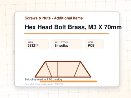Hex Head Bolt Brass, M3 X 70mm - Screws & Nuts - Additional Items - IMPA 693214 - UOM PCS