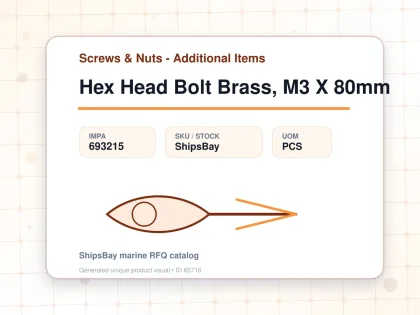 Hex Head Bolt Brass, M3 X 80mm - Screws & Nuts - Additional Items - IMPA 693215 - UOM PCS
