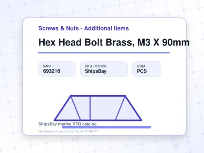 Hex Head Bolt Brass, M3 X 90mm - Screws & Nuts - Additional Items - IMPA 693216 - UOM PCS