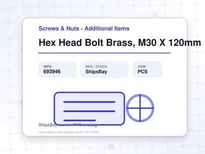 Hex Head Bolt Brass, M30 X 120mm - Screws & Nuts - Additional Items - IMPA 693946 - UOM PCS