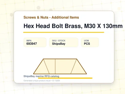 Hex Head Bolt Brass, M30 X 130mm - Screws & Nuts - Additional Items - IMPA 693947 - UOM PCS