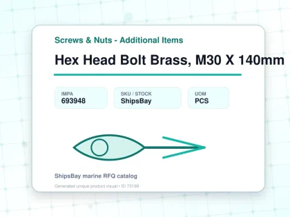 Hex Head Bolt Brass, M30 X 140mm - Screws & Nuts - Additional Items - IMPA 693948 - UOM PCS
