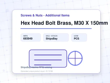 Hex Head Bolt Brass, M30 X 150mm - Screws & Nuts - Additional Items - IMPA 693949 - UOM PCS