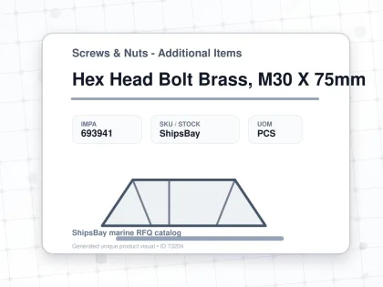 Hex Head Bolt Brass, M30 X 75mm - Screws & Nuts - Additional Items - IMPA 693941 - UOM PCS