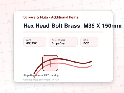 Hex Head Bolt Brass, M36 X 150mm - Screws & Nuts - Additional Items - IMPA 693957 - UOM PCS