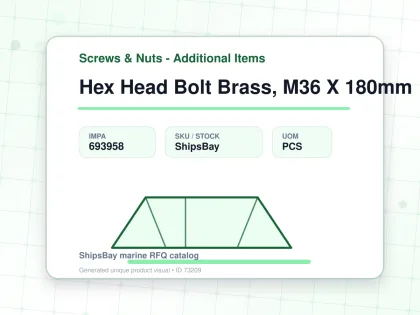 Hex Head Bolt Brass, M36 X 180mm - Screws & Nuts - Additional Items - IMPA 693958 - UOM PCS