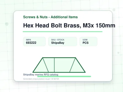 Hex Head Bolt Brass, M3x 150mm - Screws & Nuts - Additional Items - IMPA 693222 - UOM PCS