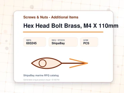 Hex Head Bolt Brass, M4 X 110mm - Screws & Nuts - Additional Items - IMPA 693245 - UOM PCS