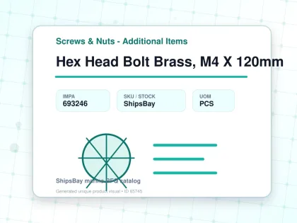Hex Head Bolt Brass, M4 X 120mm - Screws & Nuts - Additional Items - IMPA 693246 - UOM PCS