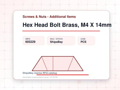 Hex Head Bolt Brass, M4 X 14mm - Screws & Nuts - Additional Items - IMPA 693229 - UOM PCS