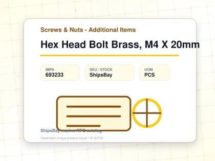 Hex Head Bolt Brass, M4 X 20mm - Screws & Nuts - Additional Items - IMPA 693233 - UOM PCS
