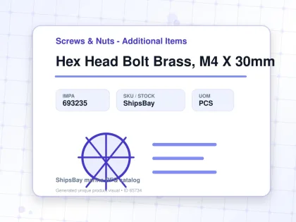 Hex Head Bolt Brass, M4 X 30mm - Screws & Nuts - Additional Items - IMPA 693235 - UOM PCS