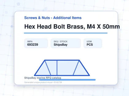 Hex Head Bolt Brass, M4 X 50mm - Screws & Nuts - Additional Items - IMPA 693239 - UOM PCS