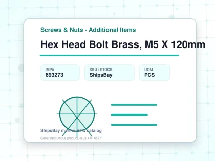 Hex Head Bolt Brass, M5 X 120mm - Screws & Nuts - Additional Items - IMPA 693273 - UOM PCS
