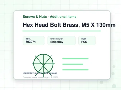 Hex Head Bolt Brass, M5 X 130mm - Screws & Nuts - Additional Items - IMPA 693274 - UOM PCS