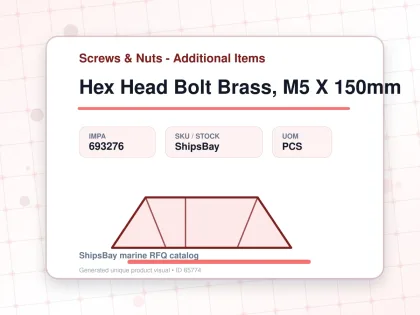 Hex Head Bolt Brass, M5 X 150mm - Screws & Nuts - Additional Items - IMPA 693276 - UOM PCS