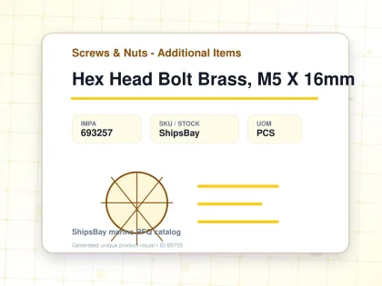 Hex Head Bolt Brass, M5 X 16mm - Screws & Nuts - Additional Items - IMPA 693257 - UOM PCS