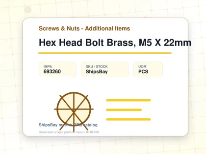 Hex Head Bolt Brass, M5 X 22mm - Screws & Nuts - Additional Items - IMPA 693260 - UOM PCS