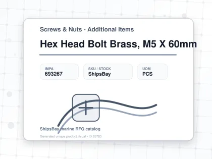Hex Head Bolt Brass, M5 X 60mm - Screws & Nuts - Additional Items - IMPA 693267 - UOM PCS