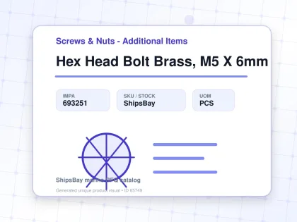 Hex Head Bolt Brass, M5 X 6mm - Screws & Nuts - Additional Items - IMPA 693251 - UOM PCS