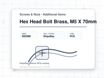 Hex Head Bolt Brass, M5 X 70mm - Screws & Nuts - Additional Items - IMPA 693268 - UOM PCS